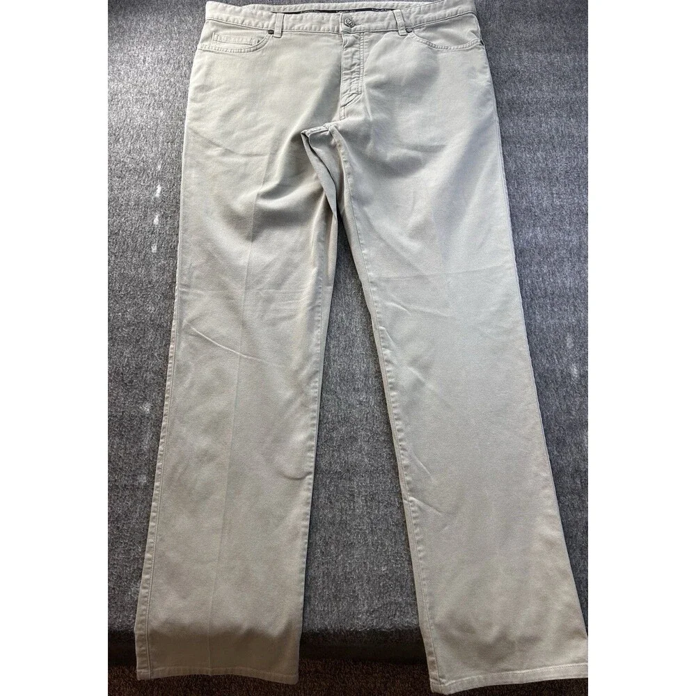 ERMENEGILDO ZEGNA LUXURY REGULAR FIT STRAIGHT LEG Men’s JEANS 38x32 Stone Colour